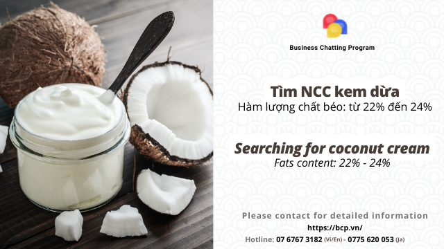 Searching a supplier for coconut cream